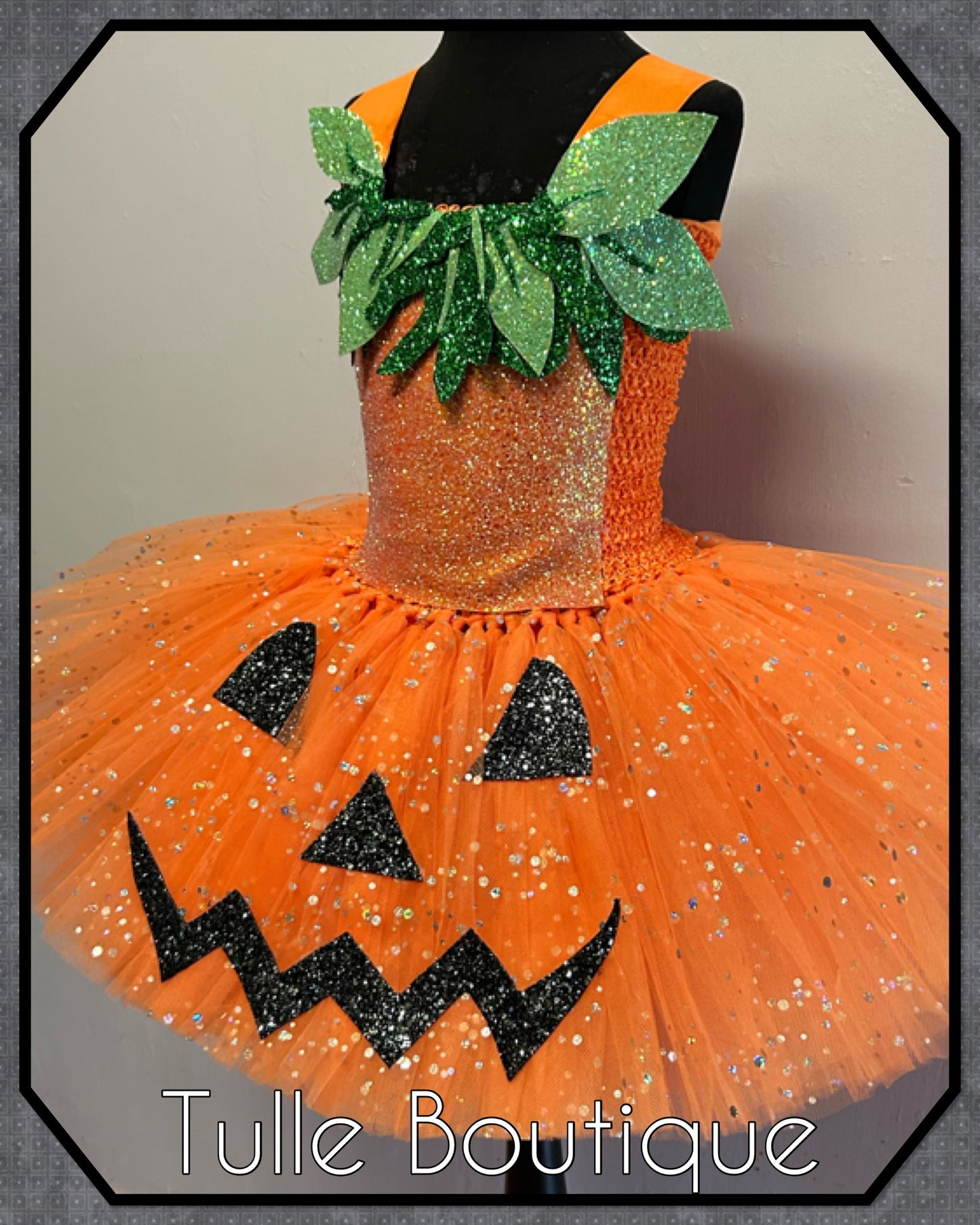 Girls Pumpkin glitter Halloween costume birthday tutu dress
