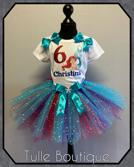 Girls Ariel little mermaid birthday party tutu and T-shirt fancy party outfit