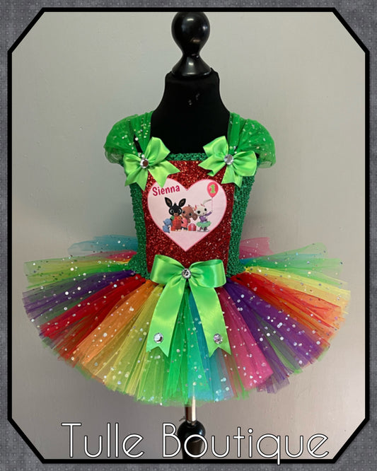 Bing bunny personalized rainbow birthday tutu dress