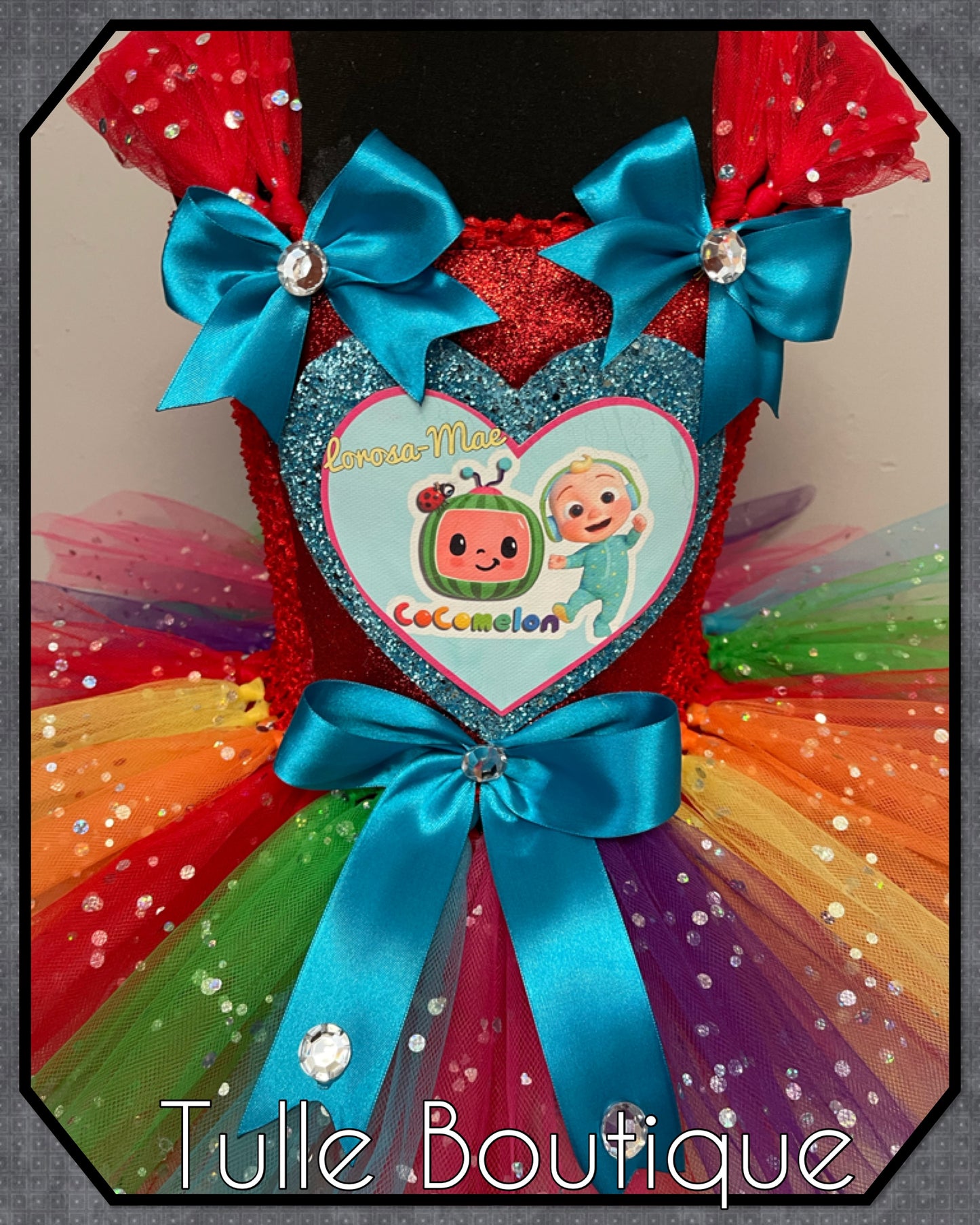 Cocomelon personalized rainbow birthday tutu dress