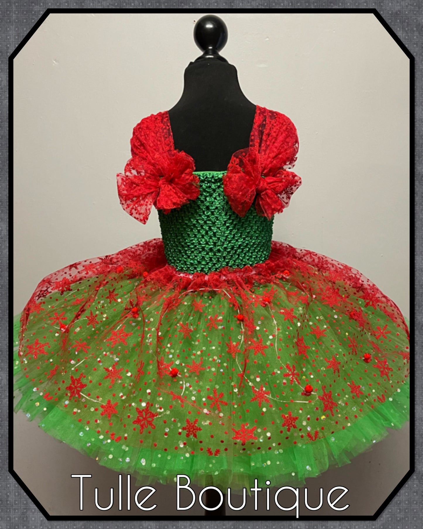 Christmas princess snowflake elf tutu party dress with or without lights