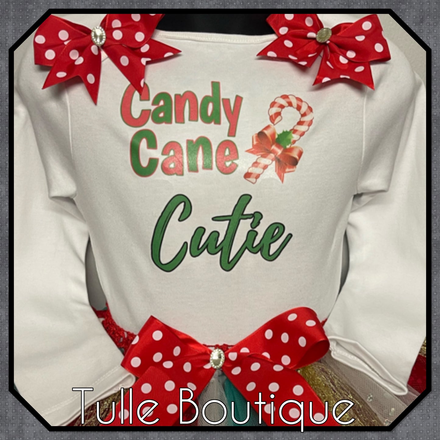 Christmas candy cane cutie T-shirt and tutu birthday party outfit