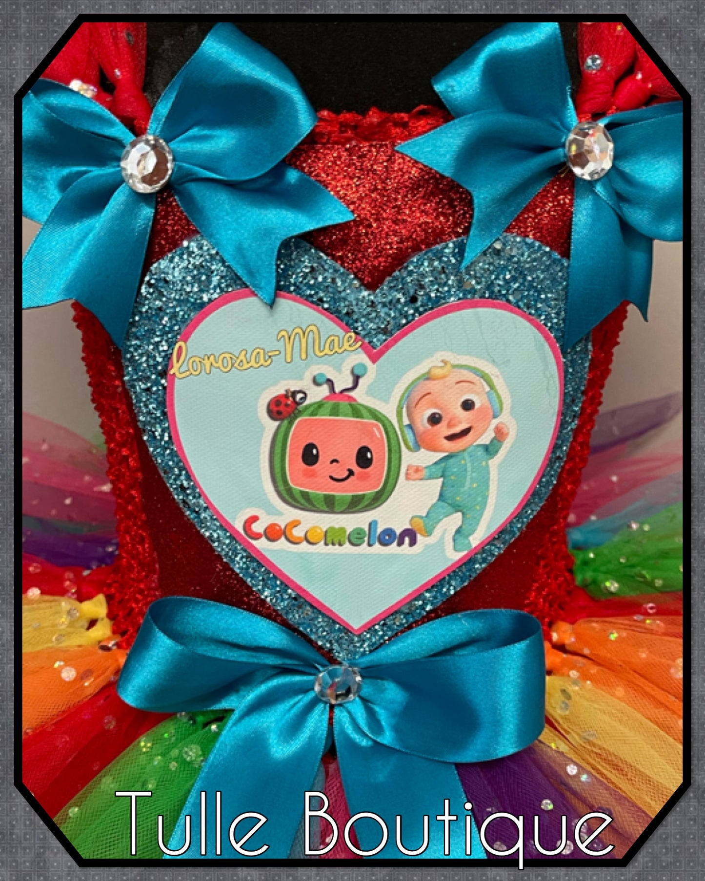 Cocomelon personalized rainbow birthday tutu dress