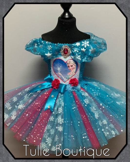 Frozen Elsa princess tutu birthday party dress with hotpink pop