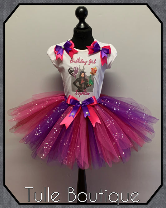Descendants Evie and Mal girls birthday party tutu fancy party outfit