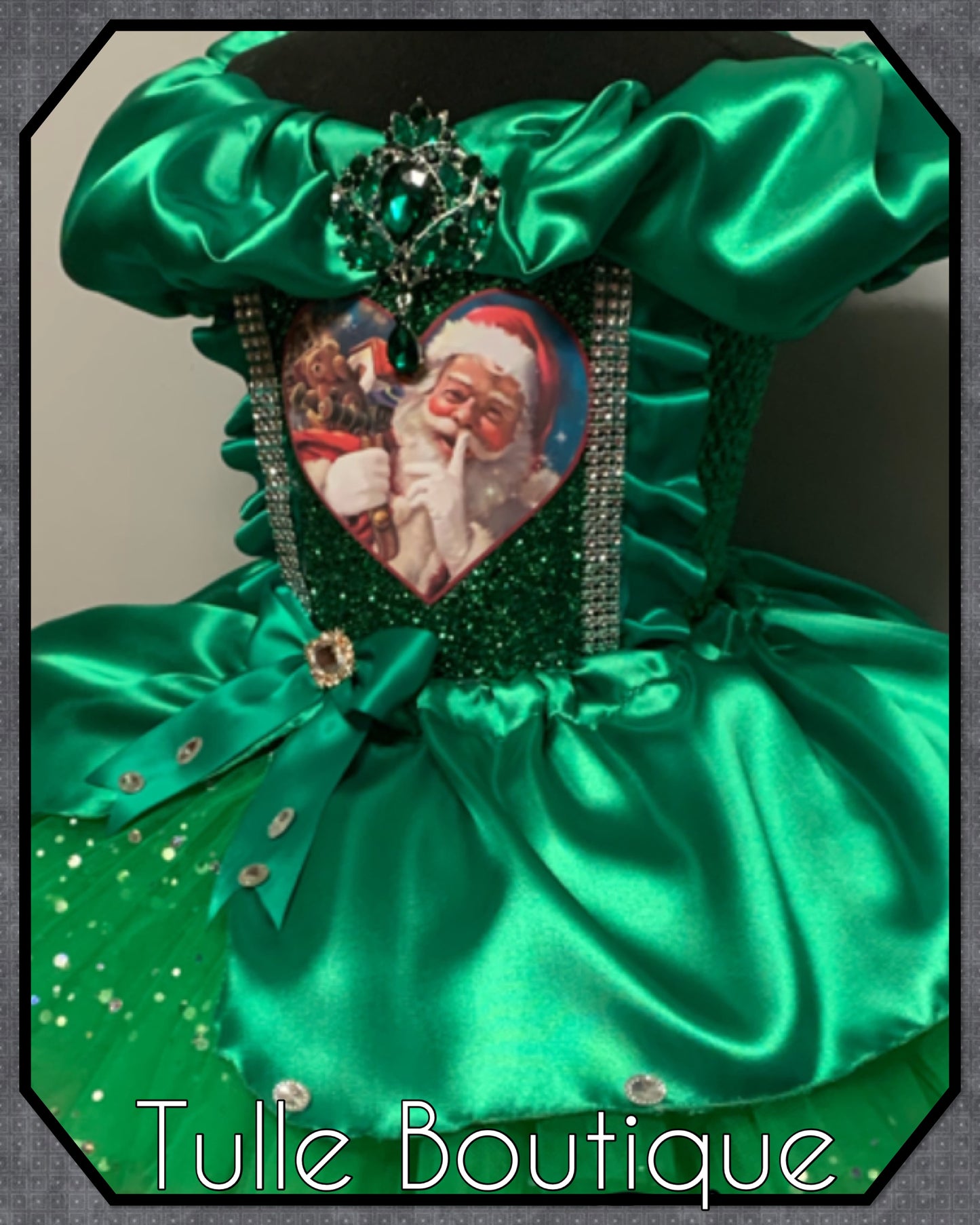 Emerald green Vintage Santa Father Christmas ballgown tutu dress