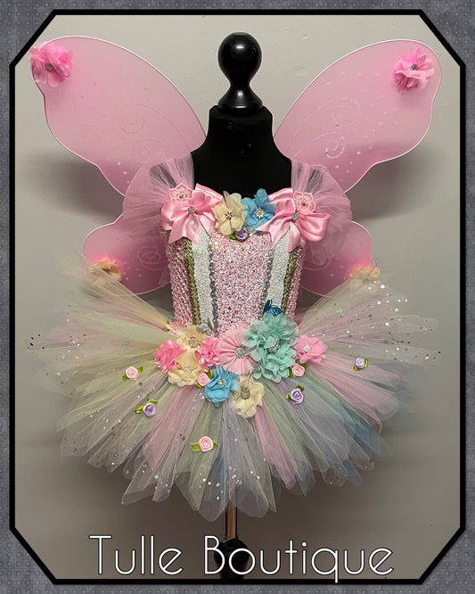 LEILA.Pastel Rainbow flower fairy princess tutu birthday party dress